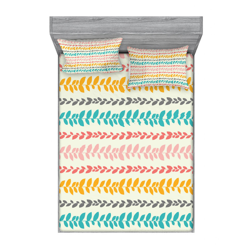 Microfiber Floral Sheet Set, Queen Sheet Set with Fitted Sheet