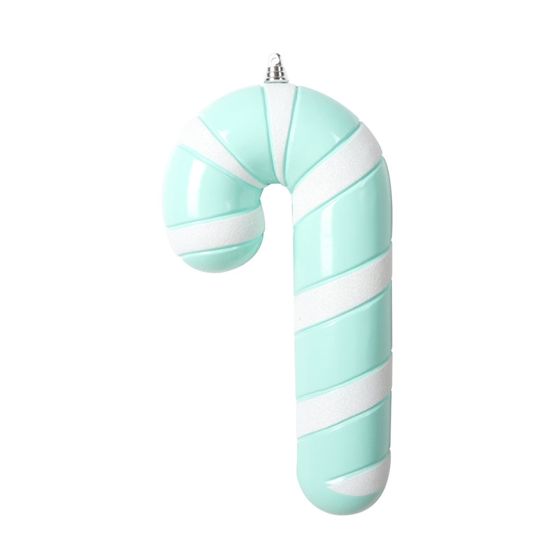 Vickerman 11" Glitter Candy Cane Ornament., Light Blue