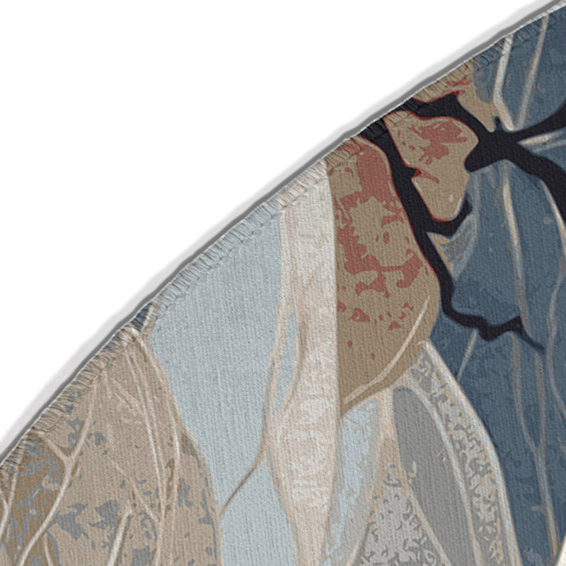 Azure Blossom Indoor And Outdoor Area Rug, Round 5'