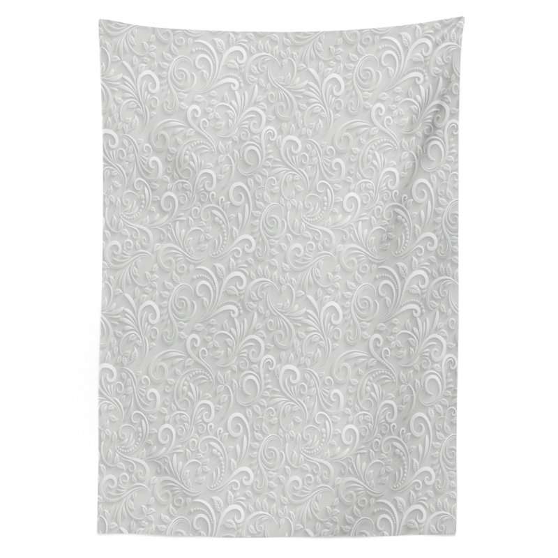 Ambesonne Grey Tablecloth, Classic Floral Swirling And Curving Victorian Pattern Embossing Effect Branches Art Graphic, Rectangular Table Cover For Dining Room Kitchen Decor, 52" X 70", Grey