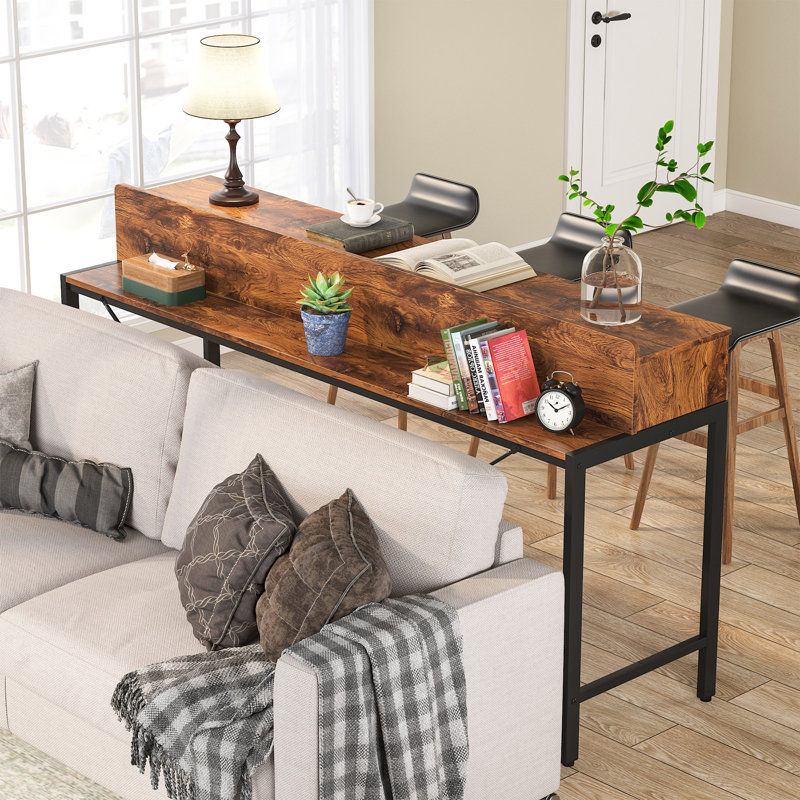 70.9'' Console Table, Black/Rustic Brown