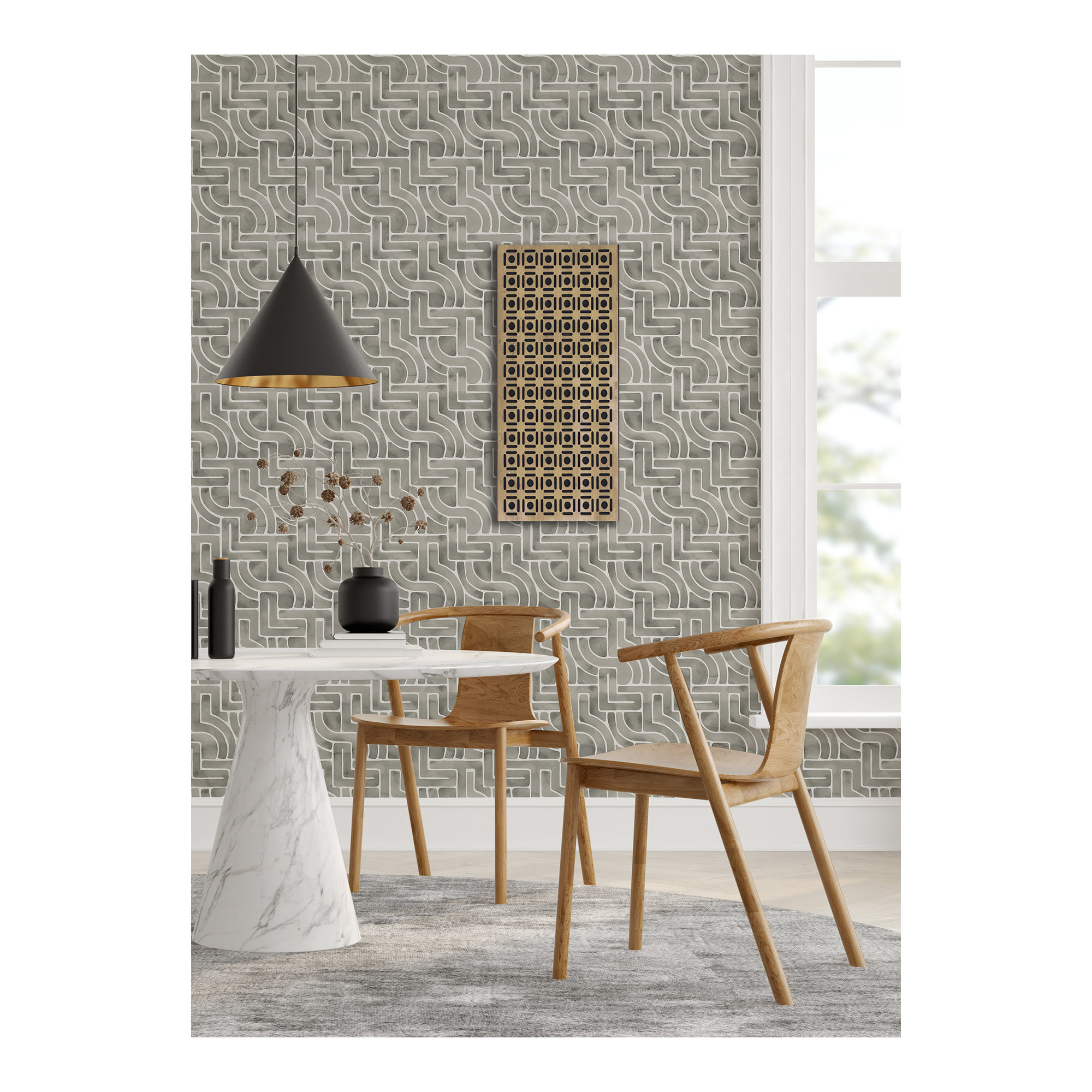Modern Peel & Stick Geometric Wallpaper, Gray
