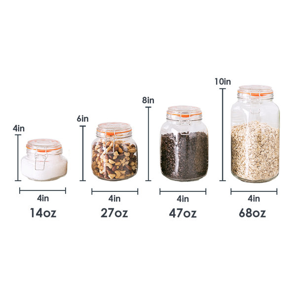 Mason Craft and More 3-Piece Belly Glass Kitchen Canister Set with