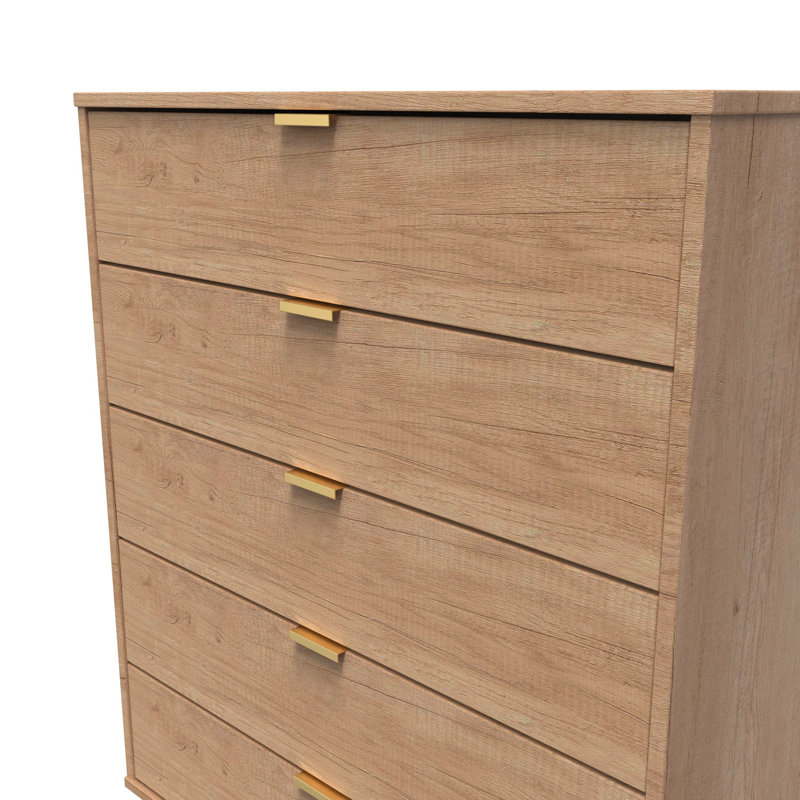 Turah 77 cm W Chest of 5 Drawers, Brown