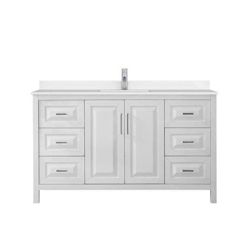 Daria 60'' W Vanity, White, Polished Chrome, Giotto Quartz