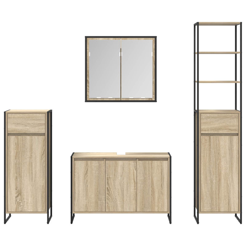 Vanity & Mirror Set, Light Wood