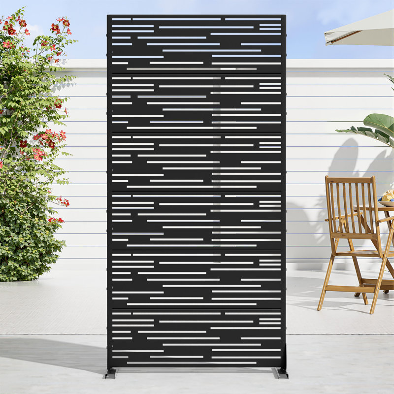 Panneau de clôture en métal pour l'extérieur, H 72 po x l 35 po x P 16 po, Noir, noir, noir, noir