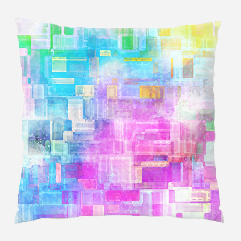 Coussin décoratif arrière-plan Perea, Intérieur, Microsuède, Bleu clair / rose pastel