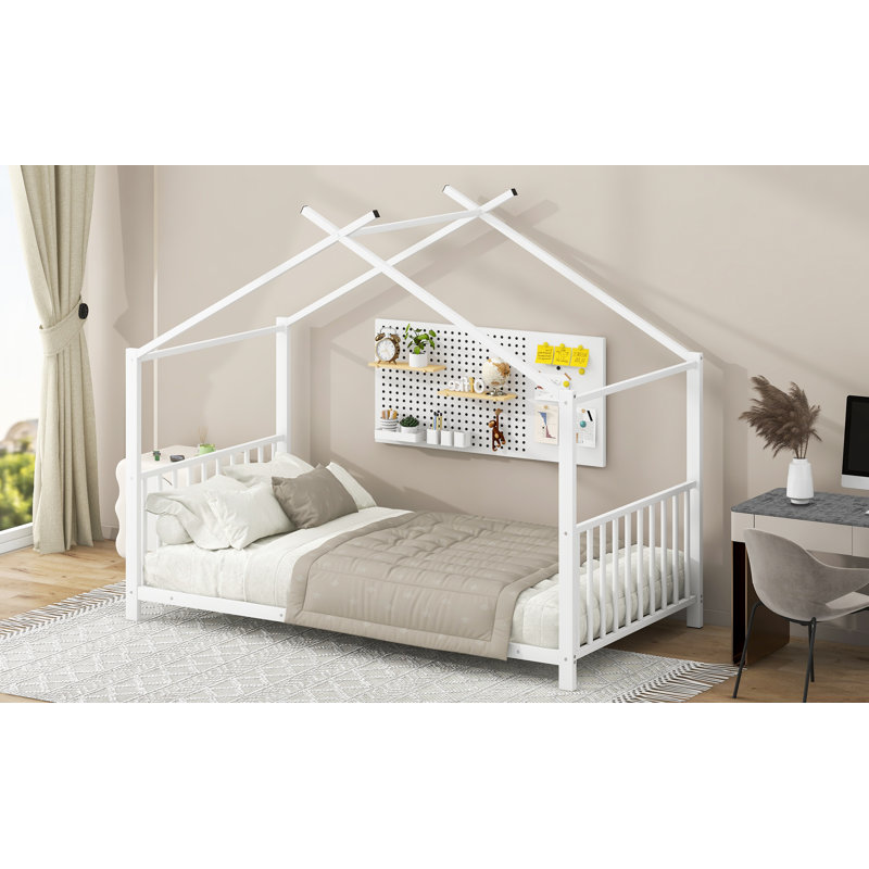 Lit plateforme simple en métal, blanc, Blanc