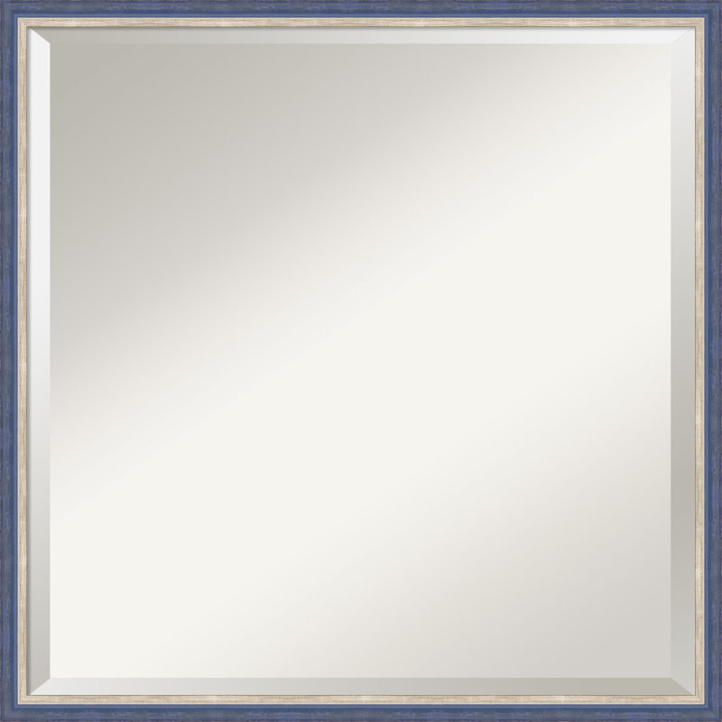 Camilya Solid Wood Wall Mirror, 21.25" x 21.25", Square, Blue