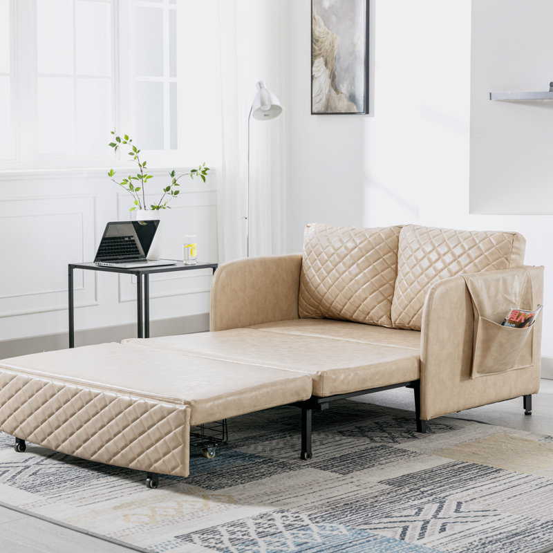 Canapé-lit 47,64 po Tacettin, Velours brun clair