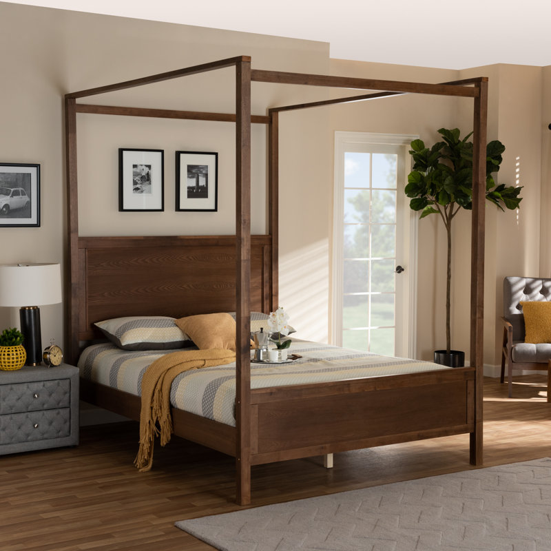 Auvent Ezella, lit moderne, grand lit, brun H 86,90 po x l 63,85 po x P 64,20 po, Grand
