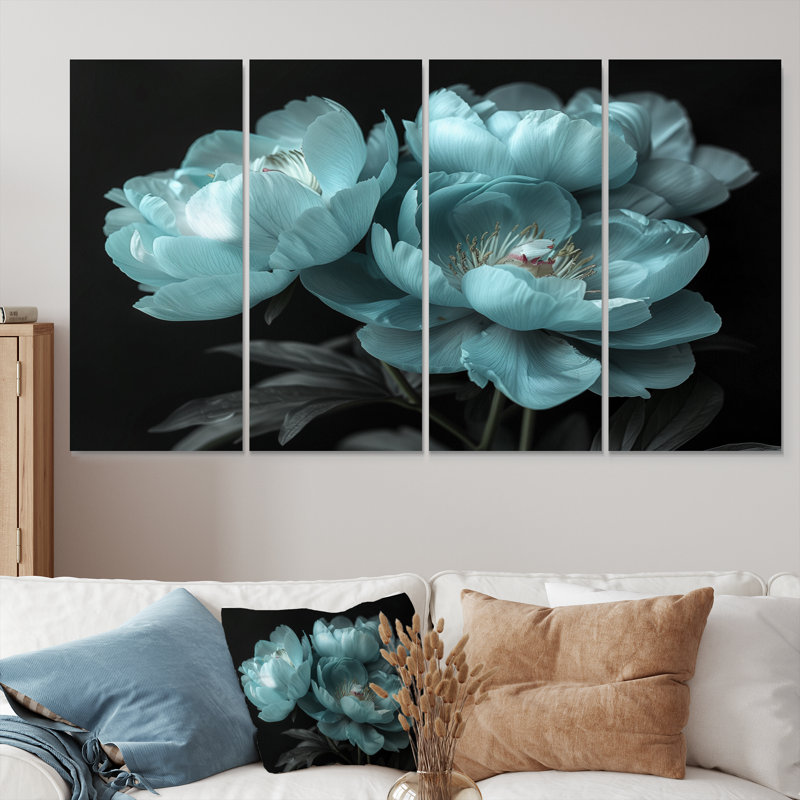 Ensemble d'art sur toile Runkle - pivoines, H 32 po x l 64 po