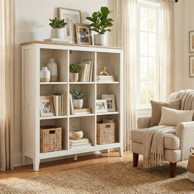 Farmhouse Storage Bookshelf with Vacuum Friendly Legs