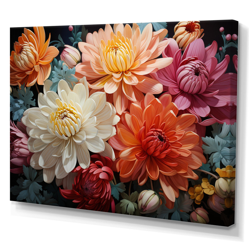 «Mums Mums In Bloom III», reproduction d'art sur toile, H 16 po x l 32 po x P 1 po, Toile tendue
