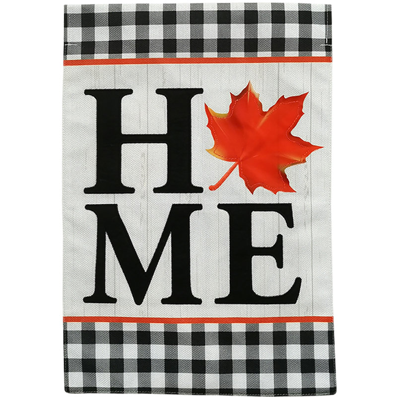 Fall Home Burlap House Flag