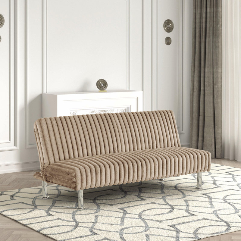 Louinord Futon Sofa Bed, Brown Chenille
