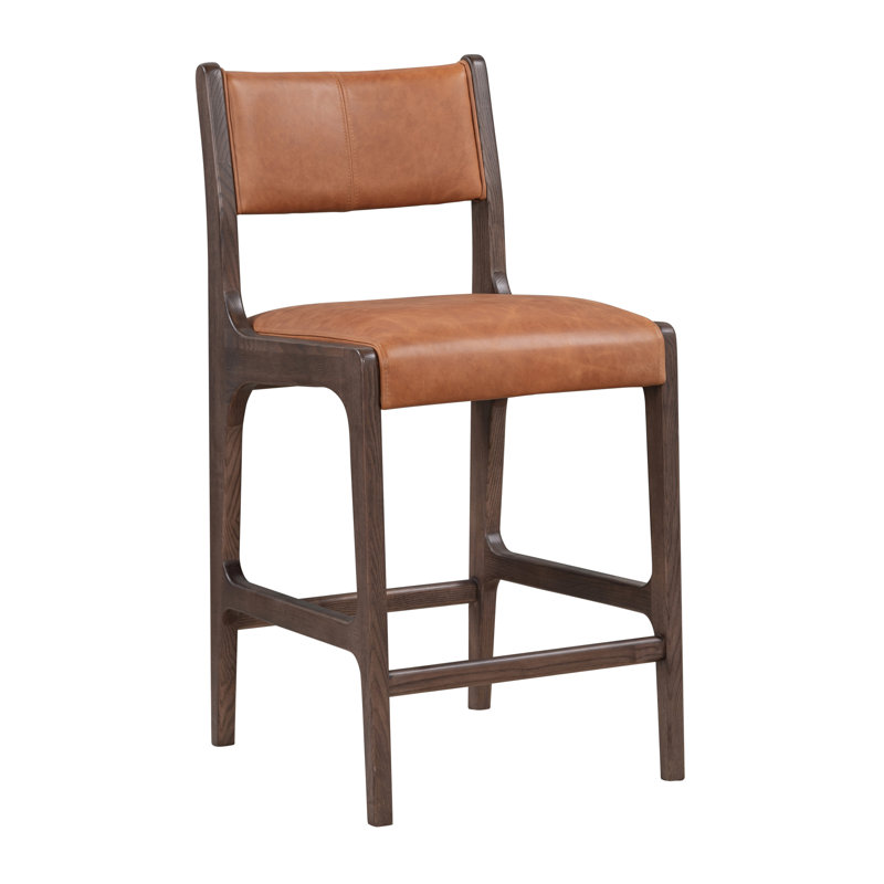 Tabouret en cuir Wayne, Tabouret de comptoir (siège d'une hauteur de 26 p
