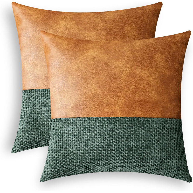 Housses de coussin décoratives vert foncé (18 x 18 pouces), ensemble de 2, convient au canapé et au lit