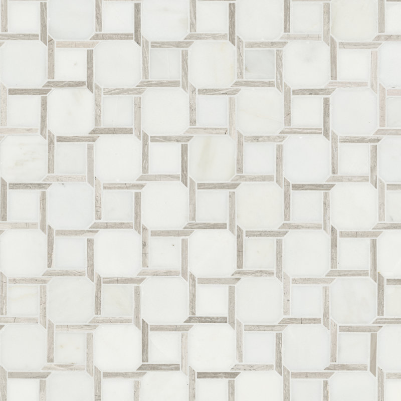 Chateau Lace Geometric 12 in. x 12 in. Polished Marble Mosaic Floor and Wall Tile