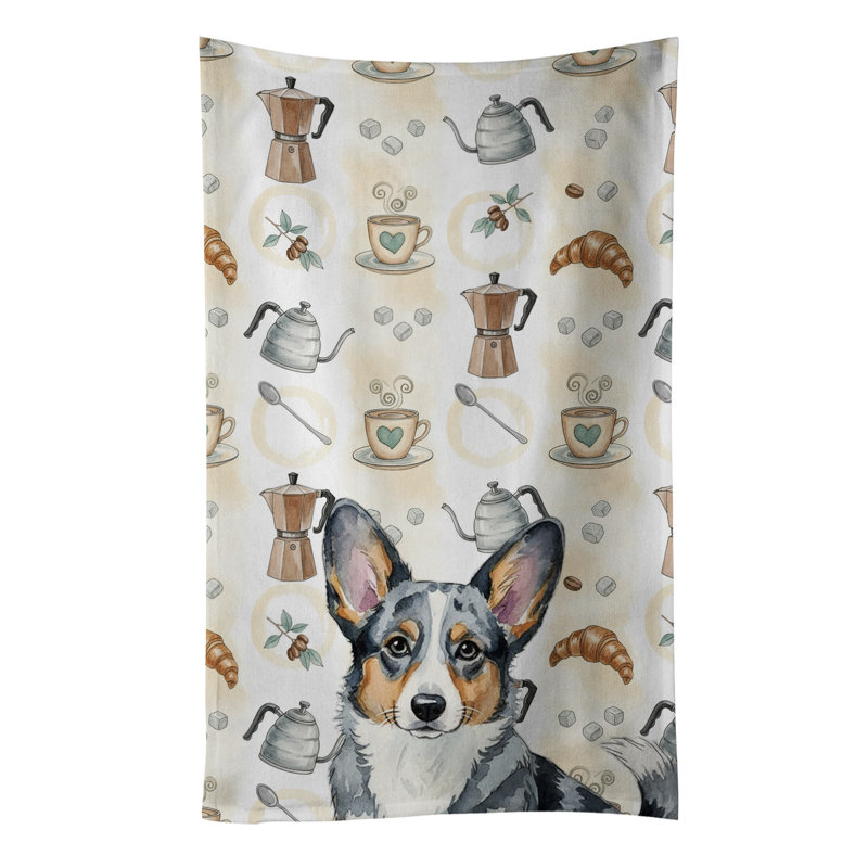 Serviette de cuisine Coffee Bar, Bleu Merle Cardigan Welsh Corgi