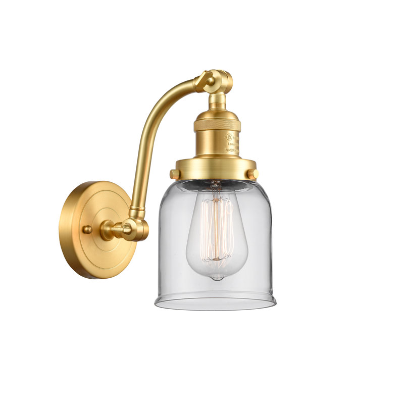 Applique murale 1 lumière 5 po Bell, Ampoule à DEL rétro de 6 watts, Clair, Or satiné