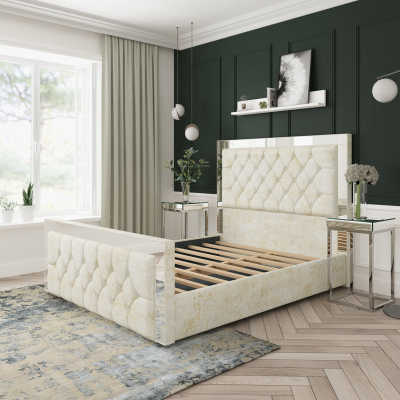 Upholstered Divan Bed, Cream, Kingsize (5')