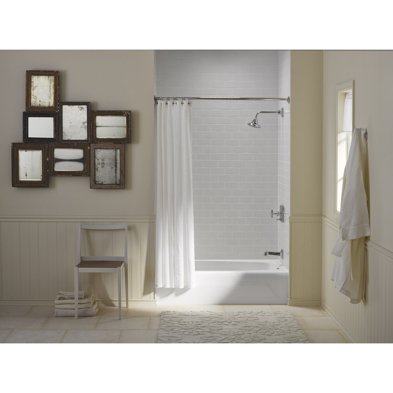 Seaforth 54" x 30" Alcove/Tile in Soaking Cast Iron Bathtub, White, Right