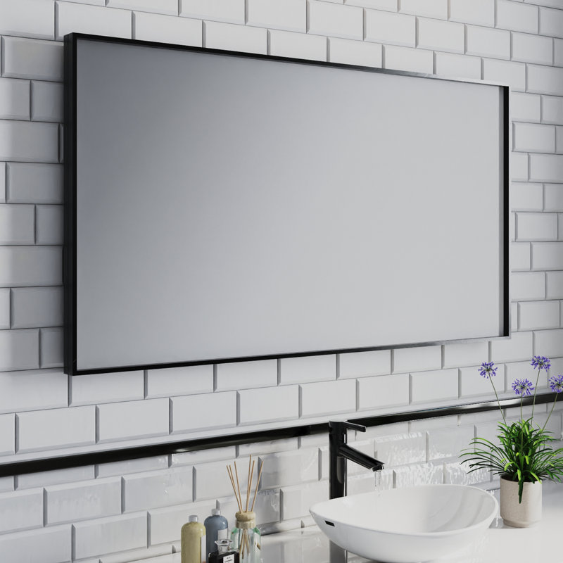 Metal Rectangle Mirror, 36" x 60", Black