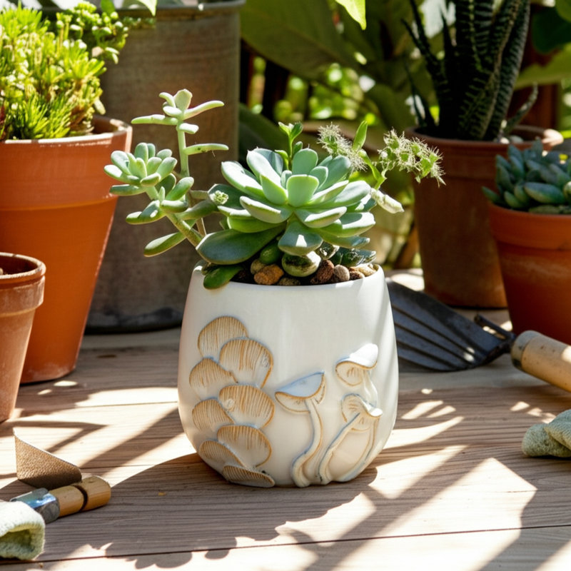 Handmade Stone Planter, 6" H x 6" W x 6" D