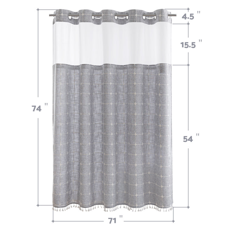 Dakota Fields Clairece Geometric Tassel Shower Curtain with Snap