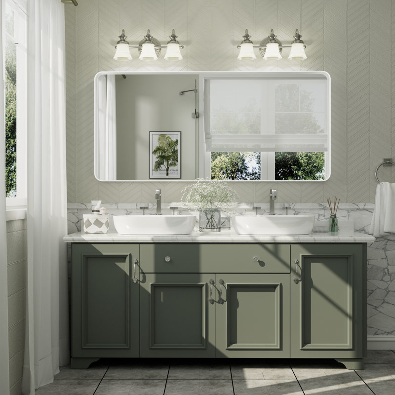 Miroir mural Aevar, 60 po x 28 po, Blanc mat