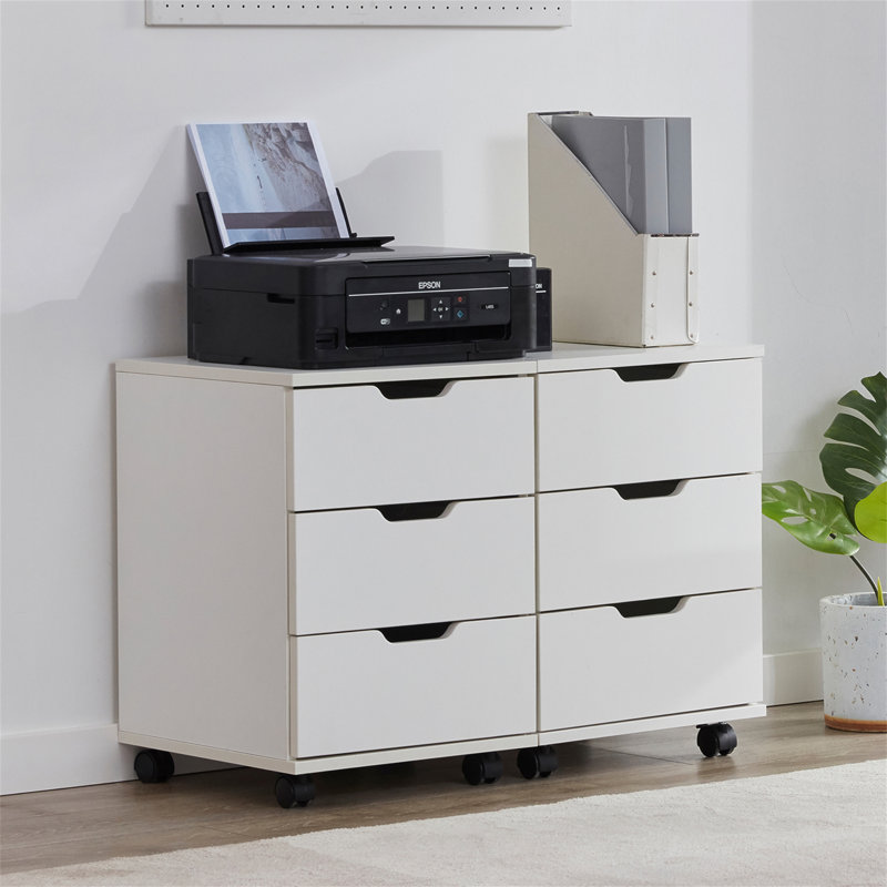 3-Drawer Vertical Filing Cabinet Rolling Wood Mobile File Cabinets Under Desk for Home Office with Casters (Fully Assembled)