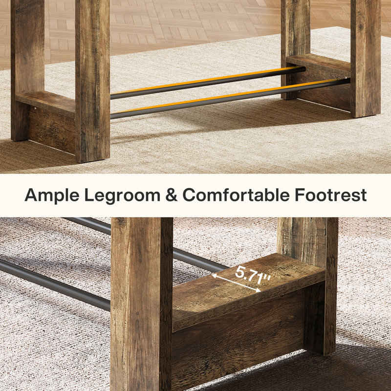 63'' High Top Pub Table with Metal Footrests