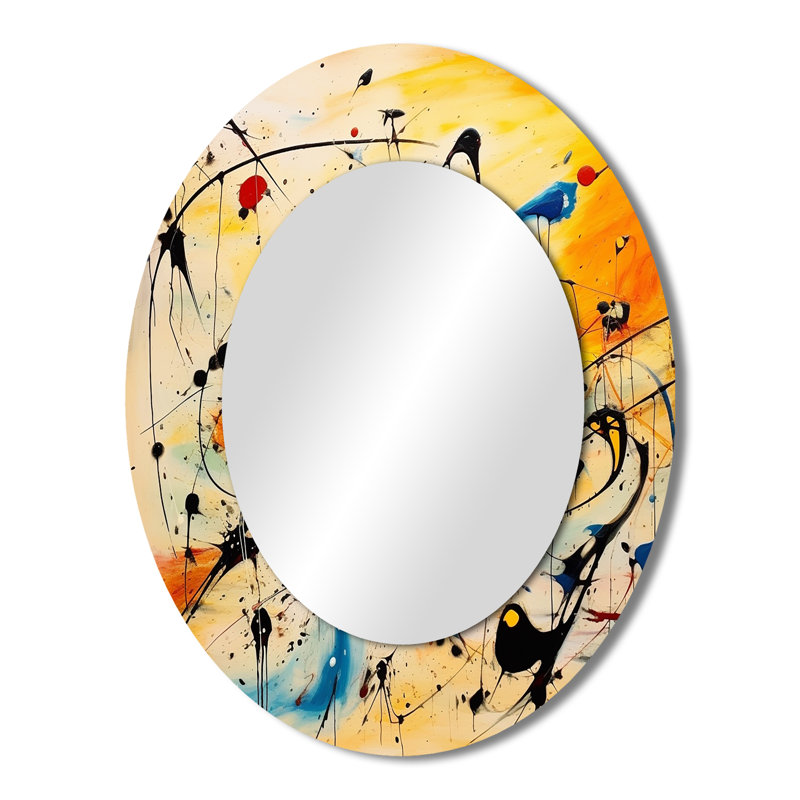 All That Jazz Colorful Joy I - Yellow Oval Wall Mirror Decor, 43" x 33"