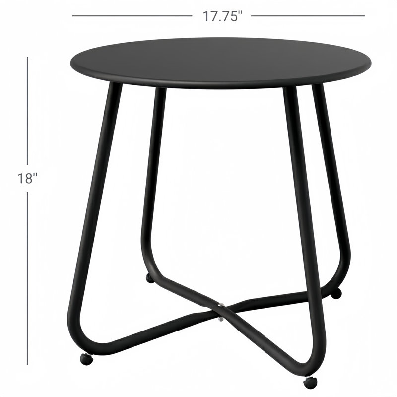 Table d'appoint extérieure en acier, Black