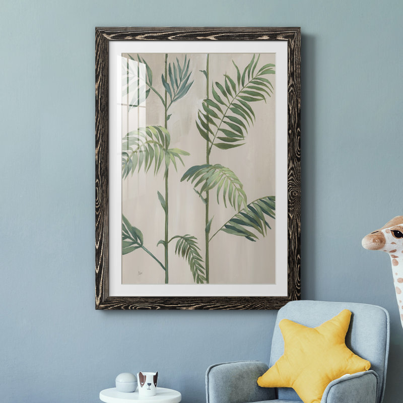 Modern Fronds I - peinture encadrée, Cadre noir, H 37,5 po x l 27,5 po x P 1,5 po