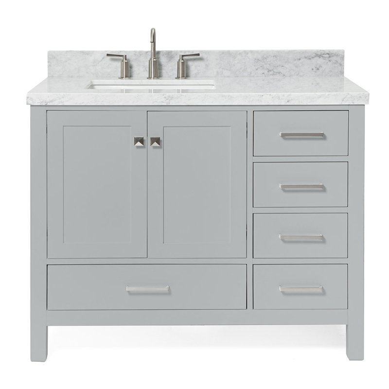 Ensemble de meuble-lavabo simple 43 po Cambridge, Gris, Forme rectangulaire, Left