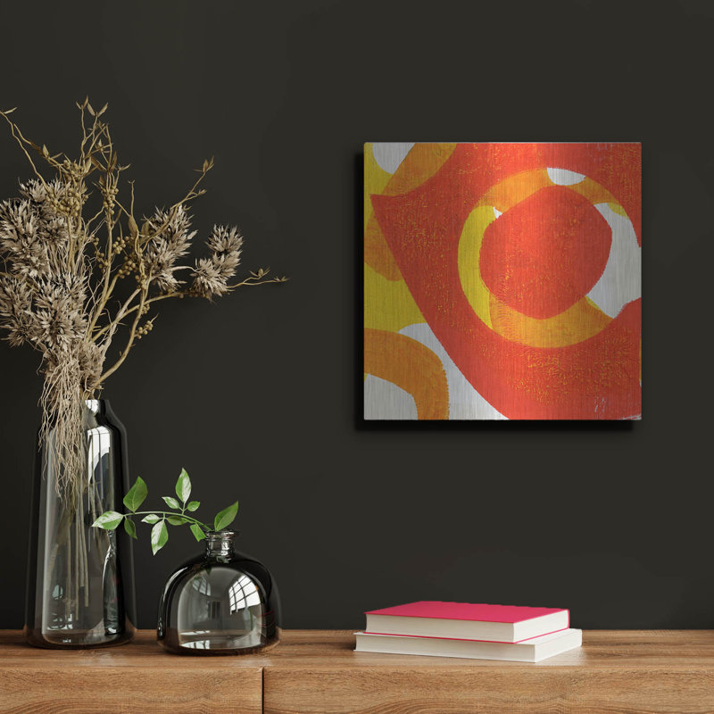 «Orange Starburst 2» par Laura Gibson, art mural en métal, 12 po x 12 po, H 12 po x l 12 po
