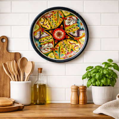Assiette décorative médaillon San Miguel, petite plaque murale peinte à la main Talavera - petite taille