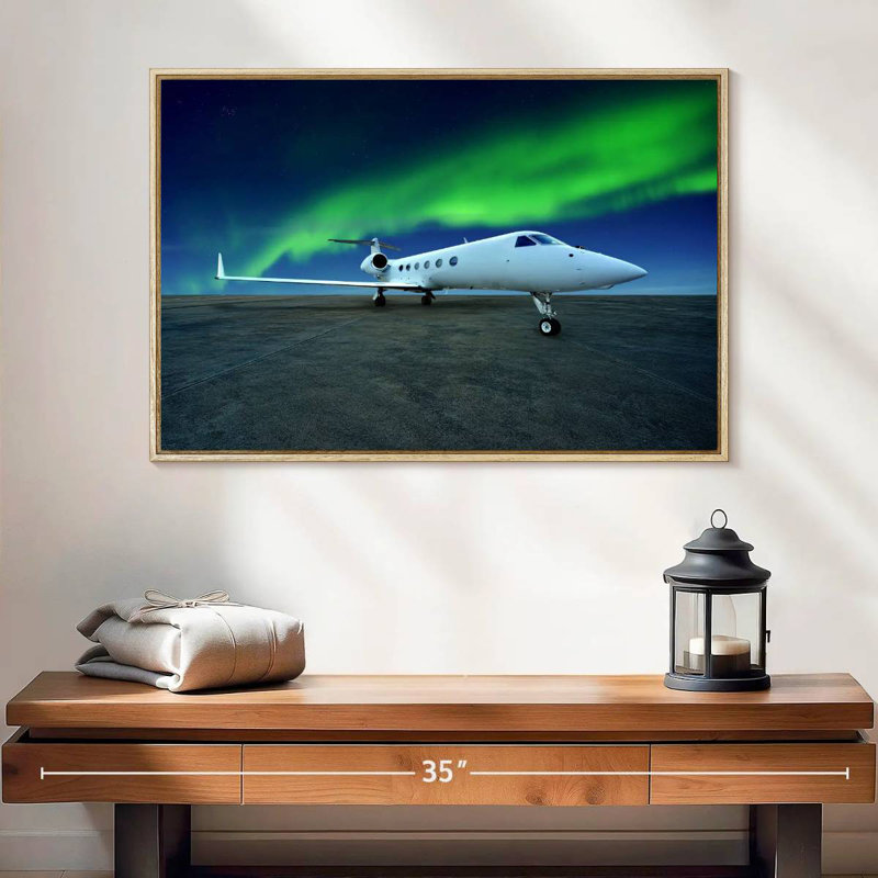 Avion Northern Lights, Cadre flottant en bois naturel, 25 po x 17 po
