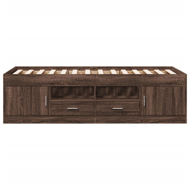 Vidaxl Daybed With Drawers, Smoked Oak, European Single (90 x 200cm)
