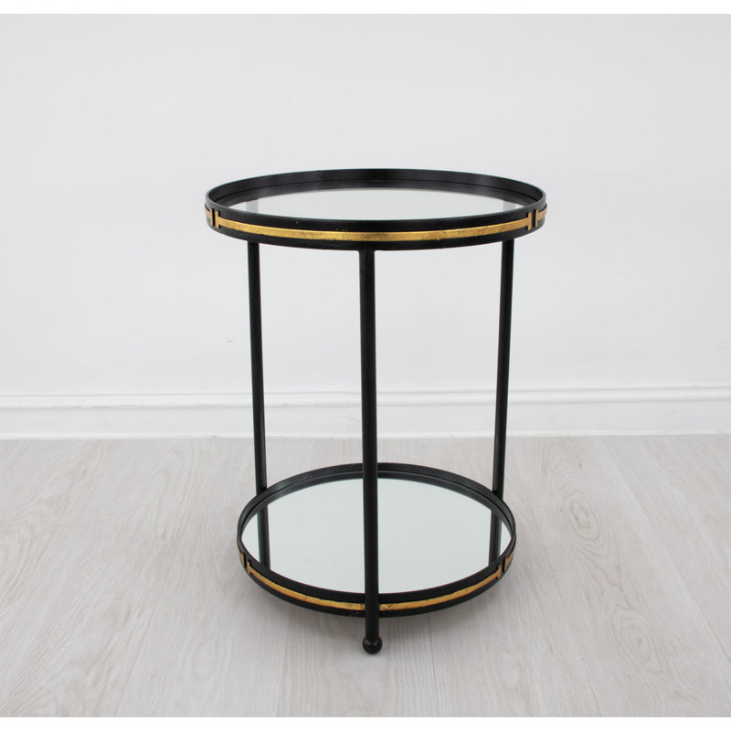 Tiffany End Table, Black/Gold Leaf