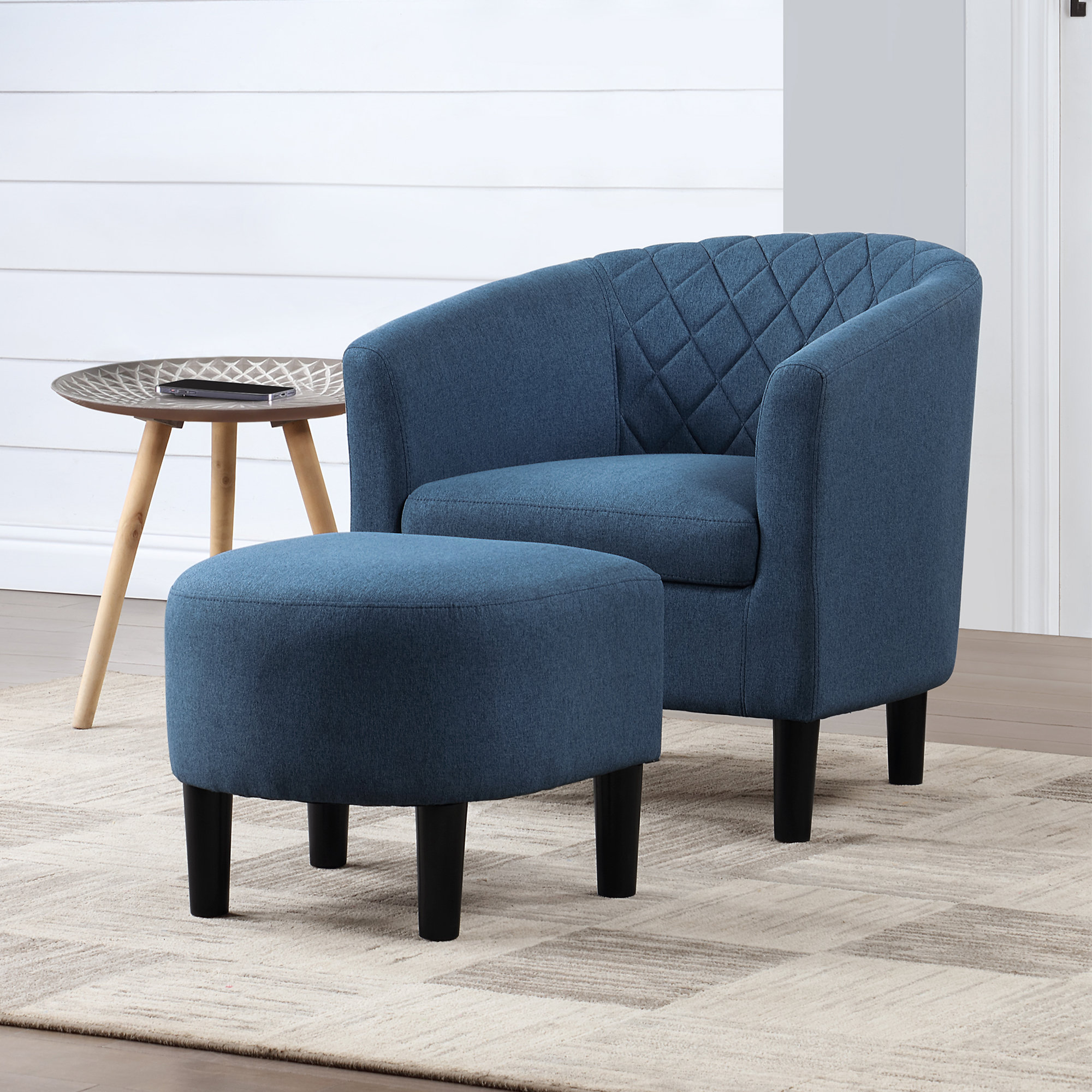 Navy club best sale chair with ottoman