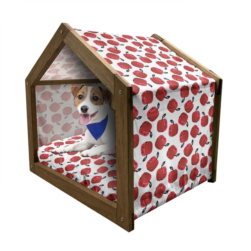 Niche pour chien en bois rose foncé, H 22,44 po x l 23,62 po x P 17,72 po