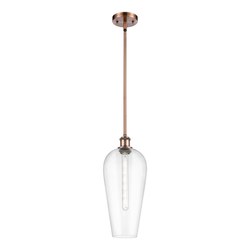 Mini-luminaire suspendu 1 lumière Ballston - Amiina, Clair, Cuivre antique