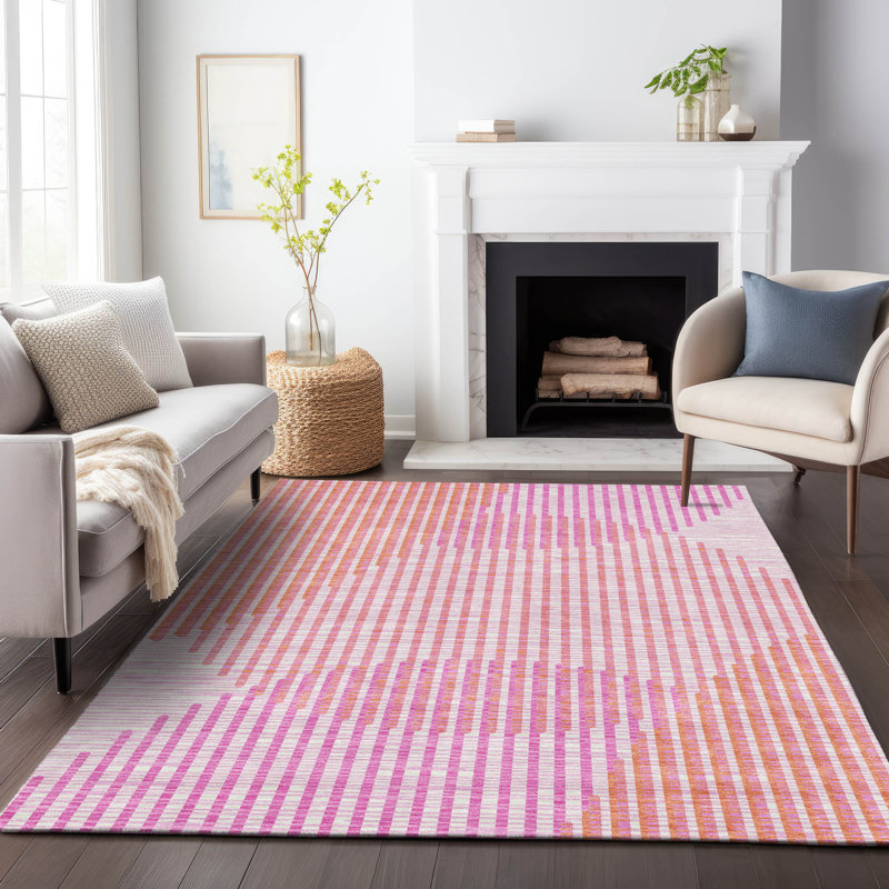 Tapis intérieur / extérieur rose Elowen , 8' x 10'