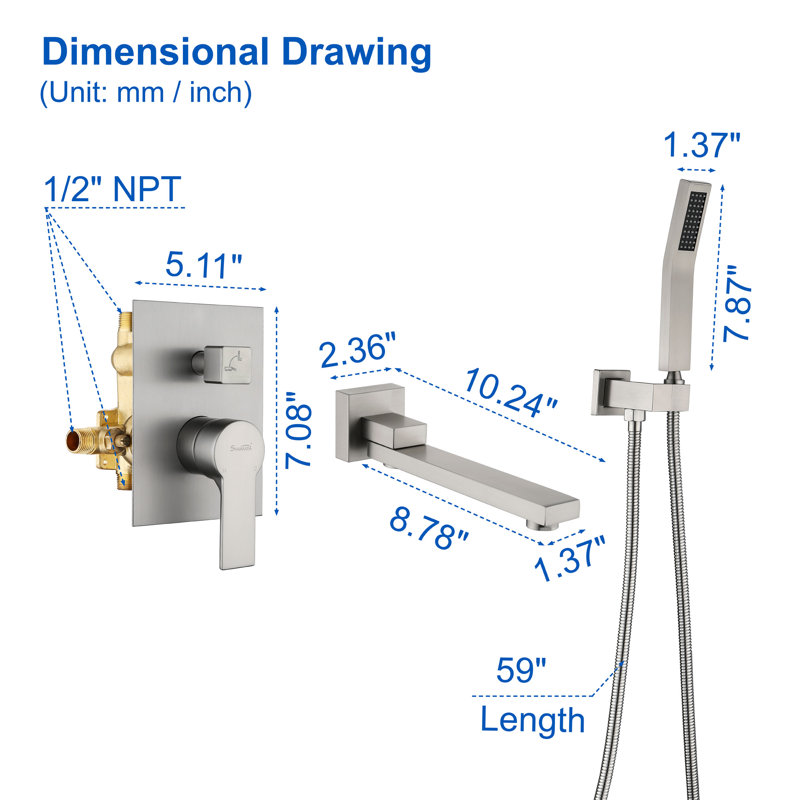 All-In-One Kit with Rough in-Valve, Brushed Nickel