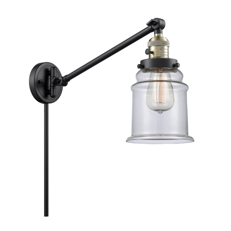 Lampe avec bras pivotant à 1 lumière Alexandira, Incandescent, Transparent