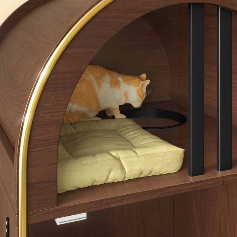 Enceinte de litière pour chat, lit pour chat 2 en 1 avec havre de paix